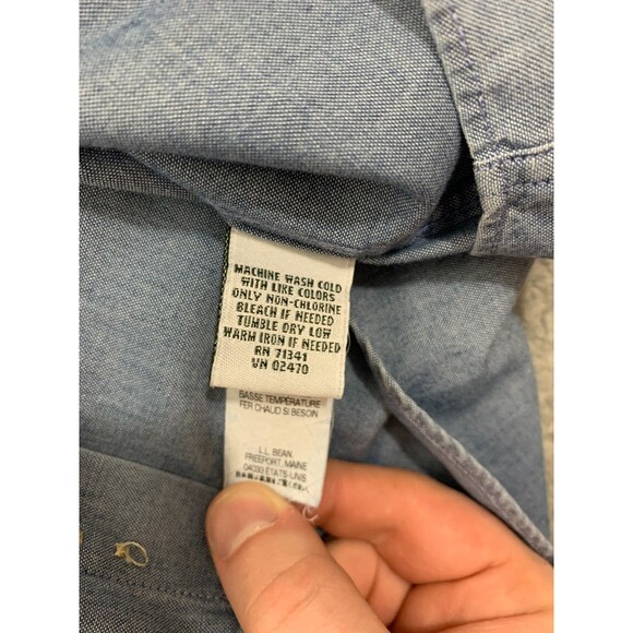 L.L. BEAN Large (L) Regular (REG) 100% Cotton Blue Button-up Button-down Shirt - Picture 7 of 10